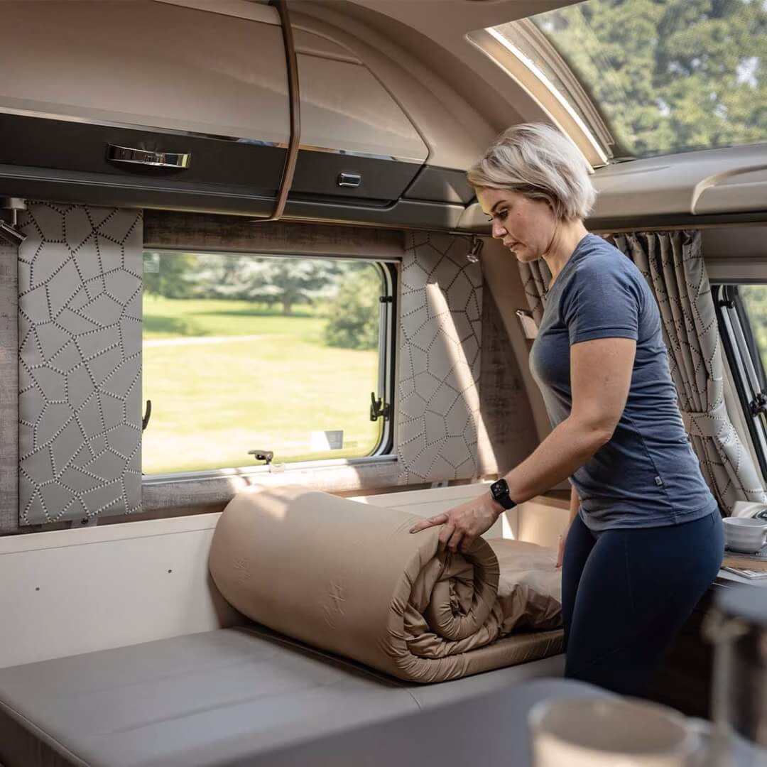 Duvalay sleeping bag cappuccino lifestyle 4