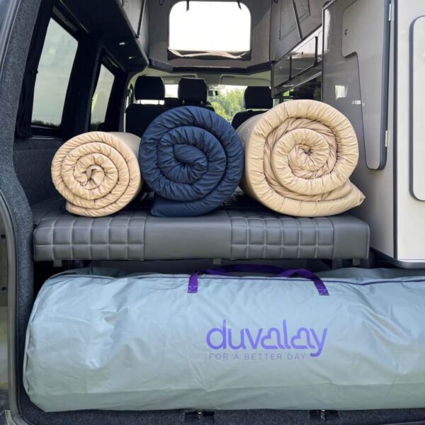 Duvalay & travel toppers in campervan