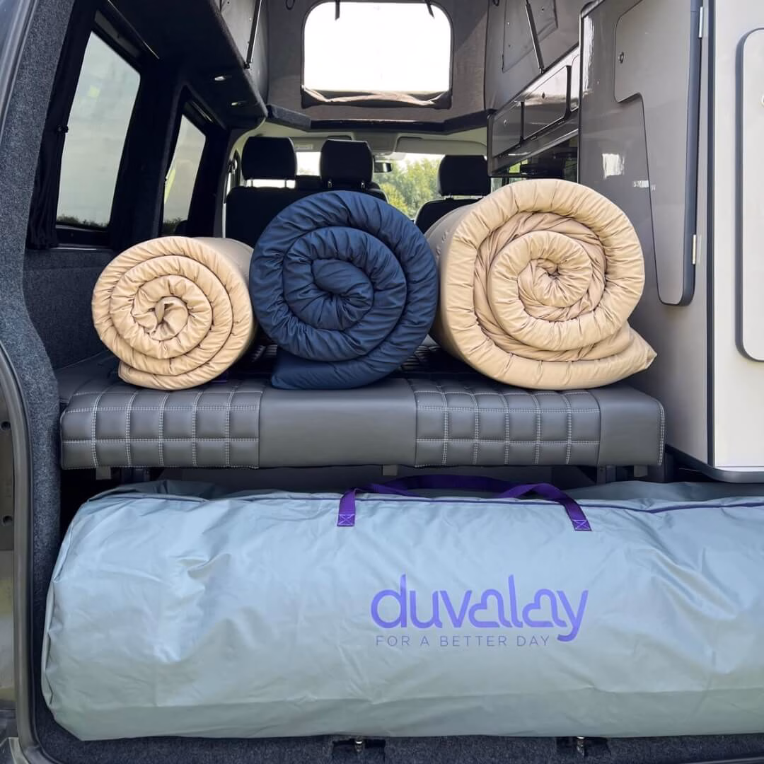 Duvalay & travel toppers in campervan
