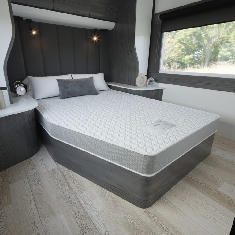 D lite alto memory foam product french bed caravan motorhome mattress lifestyle side image