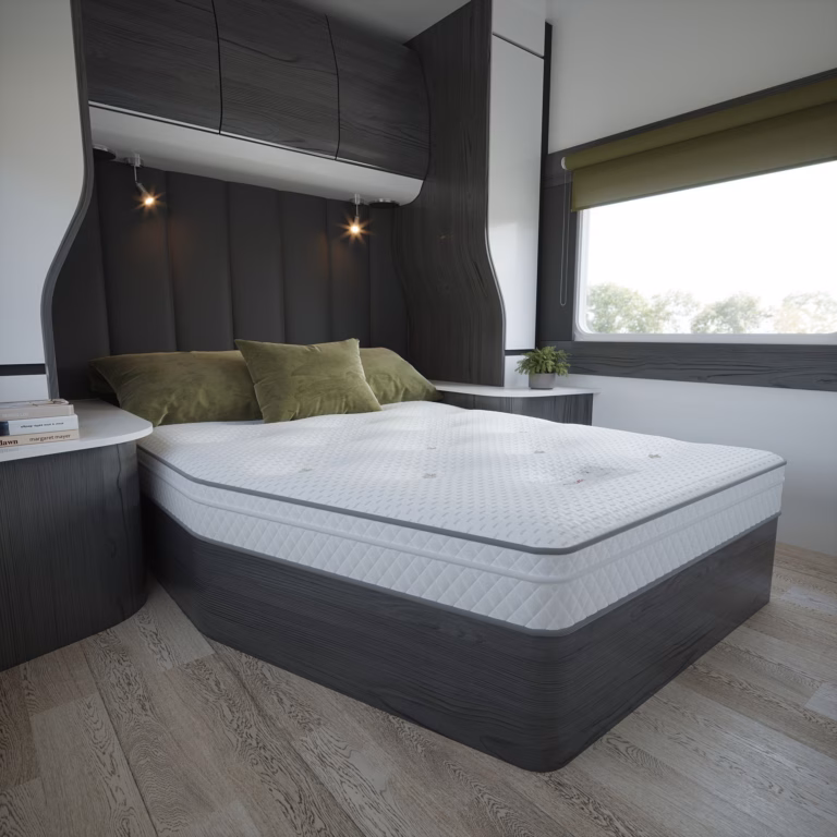 D luxe product french bed caravan motorhome mattress lifestyle copy