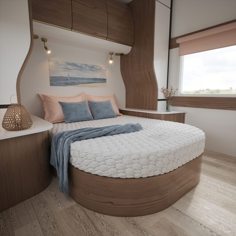 D roll memory foam product island bed caravan motorhome mattress lifestyle style