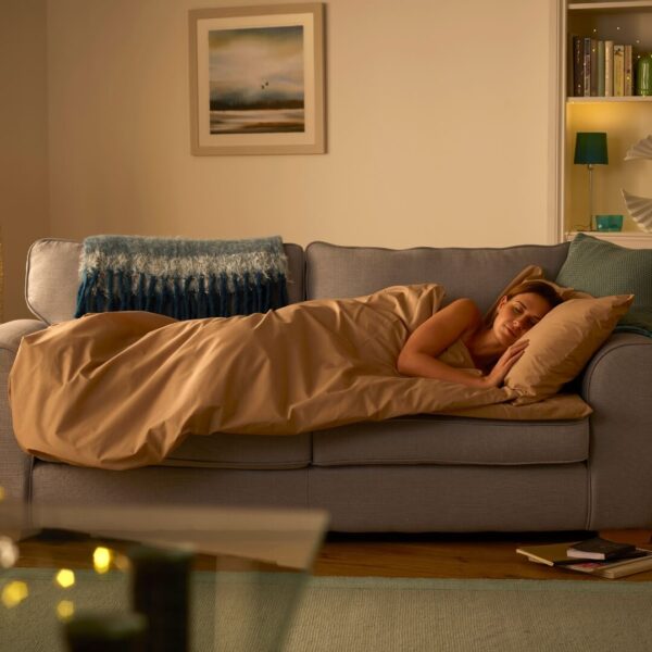 Duvalay sleeping bag cappuccino lifestyle sofa