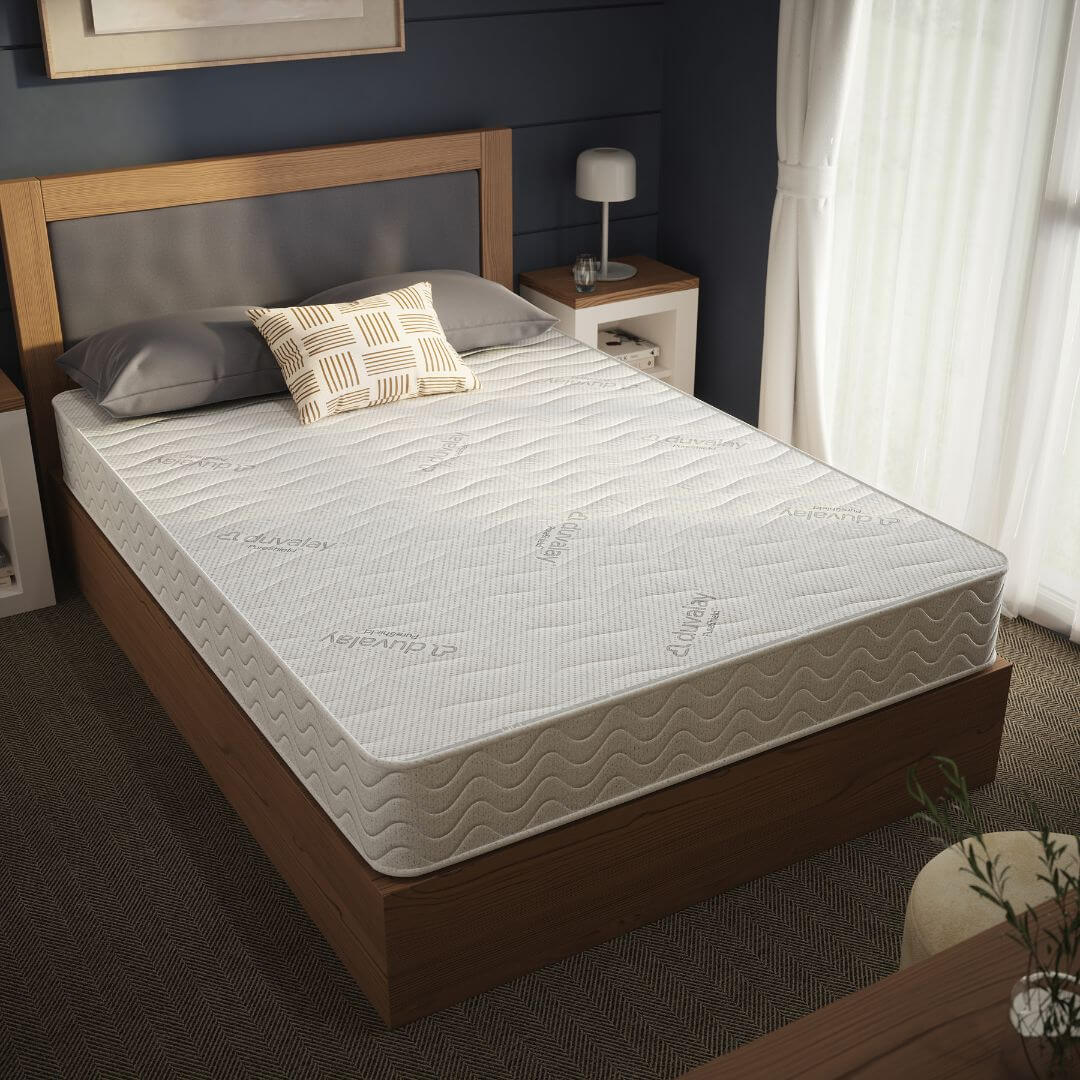 Silver static caravan mattress closeup